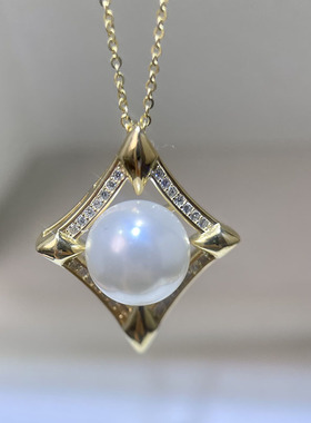 S925纯银经典高级款菱形珍珠吊坠