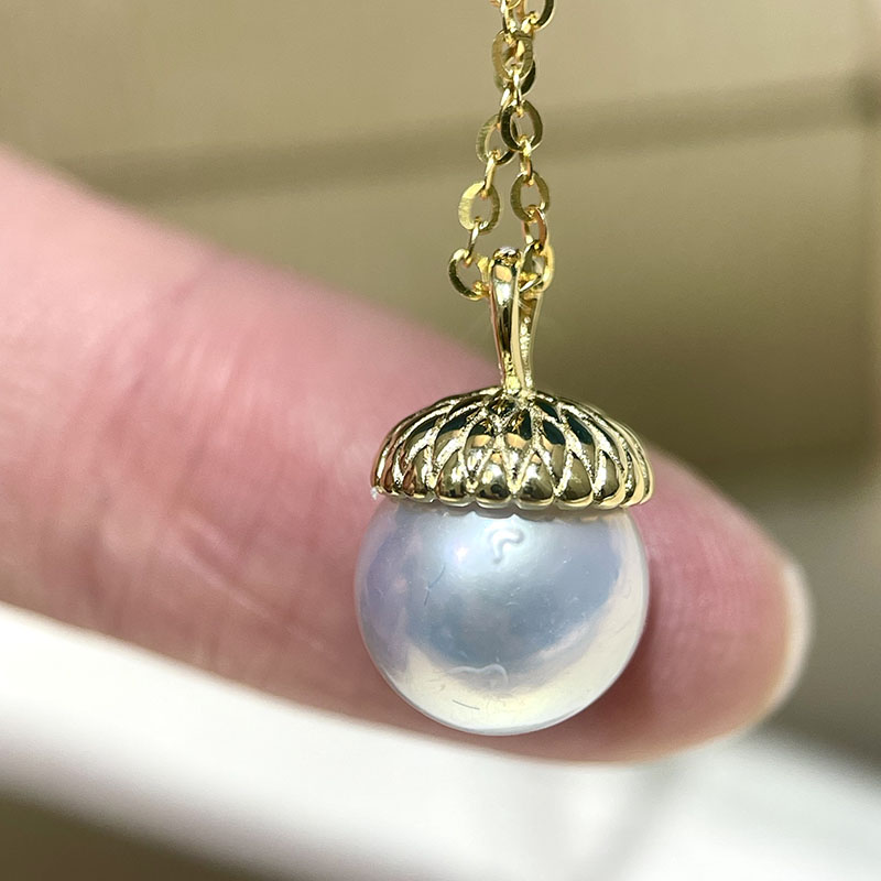 S925纯银精致松果遮瑕款珍珠吊坠