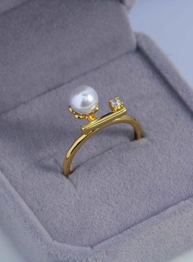 DIY配件铜镀金平衡木戒指空托