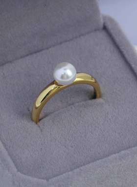 DIY珍珠配件光面极简戒指空托