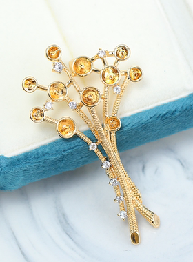 铜镀金捧花教主同款珍珠胸针配件