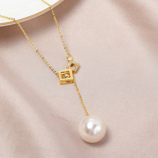 DIY珍珠饰品配件 铜镀18K金Y字链珍珠吊坠可调节项链空托 气质女