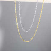 DIY珍珠配件 项链百搭款 S925纯银水波链时尚 灵活可调节锁骨链经典