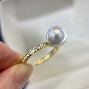 DIY珍珠配件 S925纯银法式精致珍珠戒指空托精工双层电镀气质指环