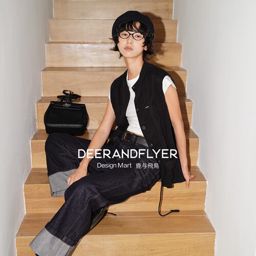 口袋抽绳设计复古工装风立领马甲