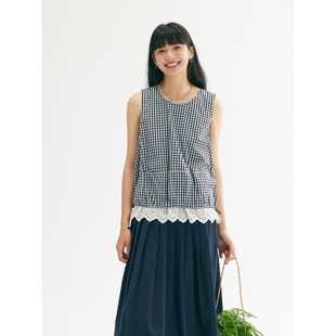 黑白格纹花边无袖 奥利奥南瓜背心 背心6003 失色画境 鹿与飞鸟