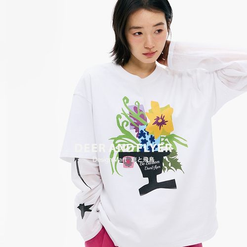 匹马棉彩色直喷印花简约防嗮T恤