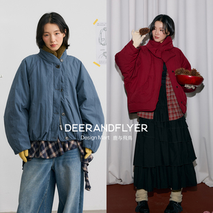 鹿与飞鸟毛领可脱卸棉服/90白鸭绒羽绒服