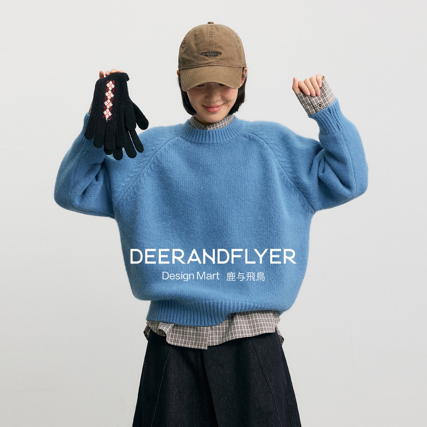 保暖叠穿慵懒插肩袖套头毛衣