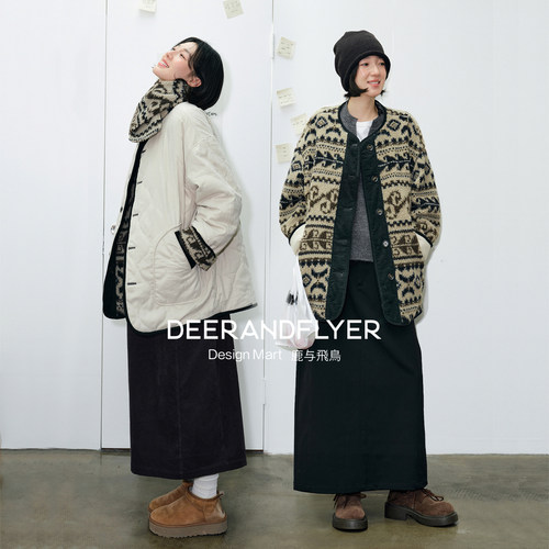 仿羊羔毛双穿绗棉提花棉服/马甲