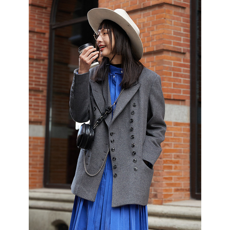 秋冬直降/重磅工艺设计款！50多颗扣子的日系羊毛呢西装外套4021