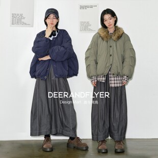 森林 真貉毛领100g90白鸭绒轻暖双面穿羽绒服7043 冷衫 鹿与飞鸟