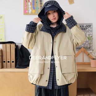 鹿与飞鸟「柏林公园」巴恩风格 夹克外套7342 子拼接花苞型中性工装