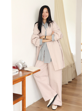 秋冬直降/“极简主义”重工酵洗气质立体宽松衬衫直筒裤套装5270