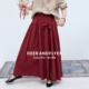 鹿与飞鸟 双色系带A字大伞裙半身裙6539廾 梅洛红酒 Sea Cabin