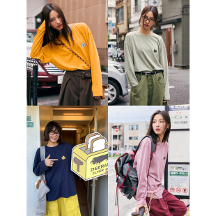 款 鹿与飞鸟 迷失东京 四季 四色面包机印花内搭T恤6313夂 色彩T