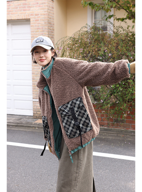 秋冬直降/秋冬两面穿舒适仿羊羔毛外套大口袋棉衣2色3909