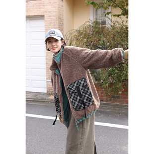 秋冬直降/秋冬两面穿舒适仿羊羔毛外套大口袋棉衣2色3909