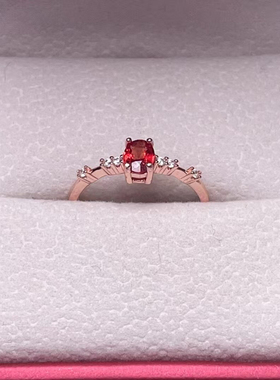 天然红蓝宝戒指s925纯银镶嵌宝石时尚简约活口指环女