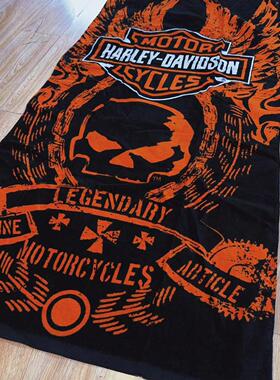 241219魔域机车美国哈雷骷髅浴巾毛巾毯子