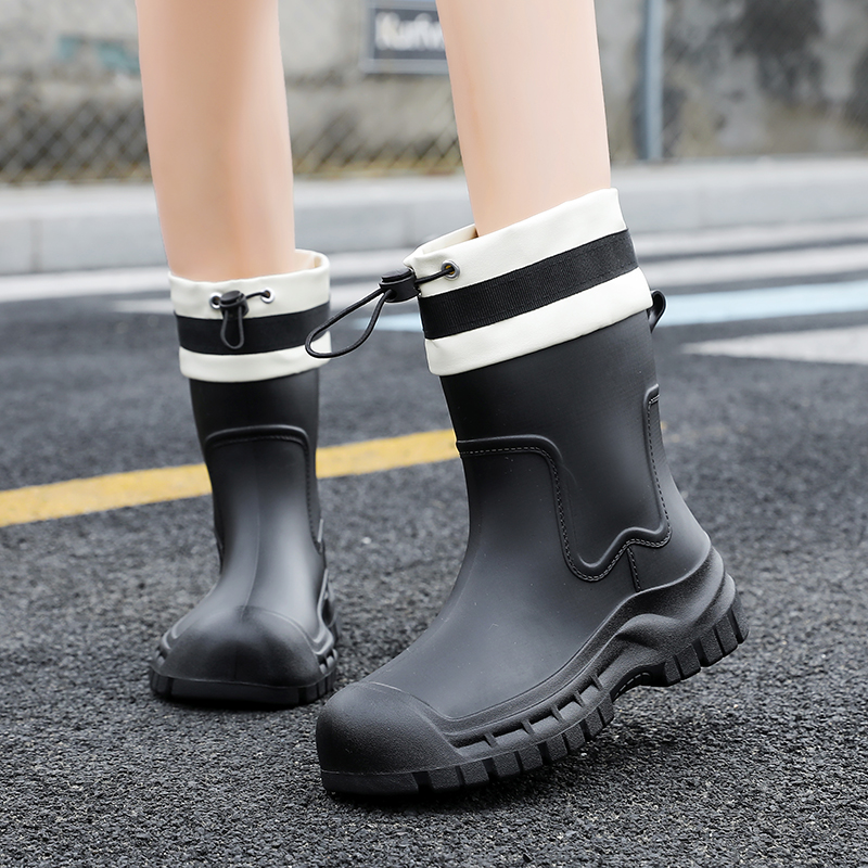 雨鞋女中筒成人外穿防滑加绒雨靴新款时尚学生防水鞋厨房耐磨胶鞋
