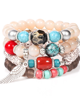 仿蜜蜡菩提玻璃珠多元素情侣手链