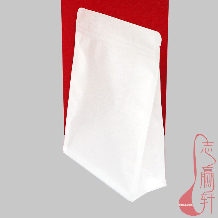 热封加厚自立白色棉纸袋八边封自封食品包装袋特产零食茶叶密封袋