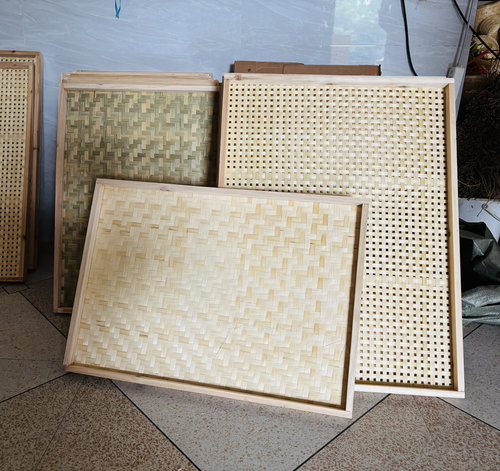 长方形竹编簸箕绘画竹筛子蒸烤肉通用家用晾晒簸箕烘烤药材竹筐