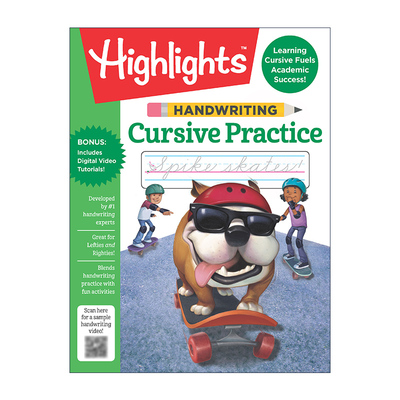 英文原版 Handwriting Cursive Practice Highlights Handwriting Practice Pads 英文书法 儿童连笔练习册 亮点儿童活动书