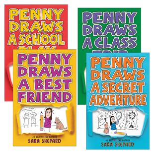 佩妮画了系列4册 儿童小说 进口英语原版 Penny 书籍 英文版 Draws Shepard萨拉·谢泼德 英文原版 谎言游戏作者Sara