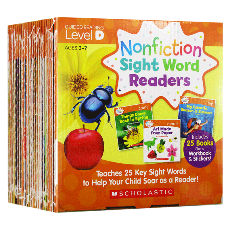 学乐英语入门关键词读本D级 25册全套 Scholastic Nonfiction Sight Word Readers D 自然拼读初级盒装 英文原版儿童读物 进口书籍