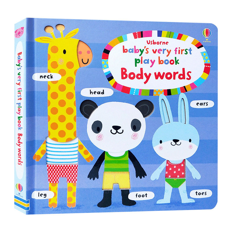 宝宝的单词书 认知身体 Usborne Baby's Very First Playbook Body Words 英文原版幼儿英语启蒙洞洞纸板书 进口原版书籍