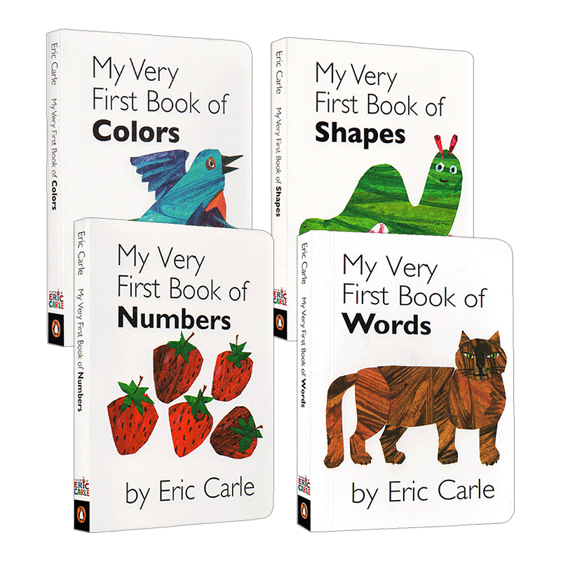 我的图书馆4册套装 Eric Carle My Very First Book of系列  艾瑞卡尔 英文原版低幼儿童认知启蒙纸板书 进口英语书籍