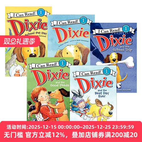 I Can Read Level 1 Dixie 小狗迪克斯故事系列 第1阶段 5册套装 英文原版儿童启蒙英语辅导故事书 进口英语书籍