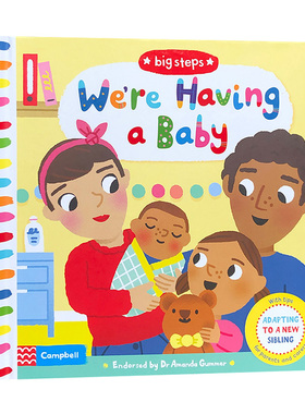 我们有小宝宝了 The Big Steps We're Having a Baby 我们的宝宝 二胎 英文原版 亲子共读 情商教育绘本 儿童英语启蒙纸板翻翻书