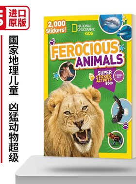 英文原版 Ferocious Animals Super Sticker Activity Book 国家地理儿童凶猛动物超级贴纸活动书 含2000个贴纸 英文版 进口英语书