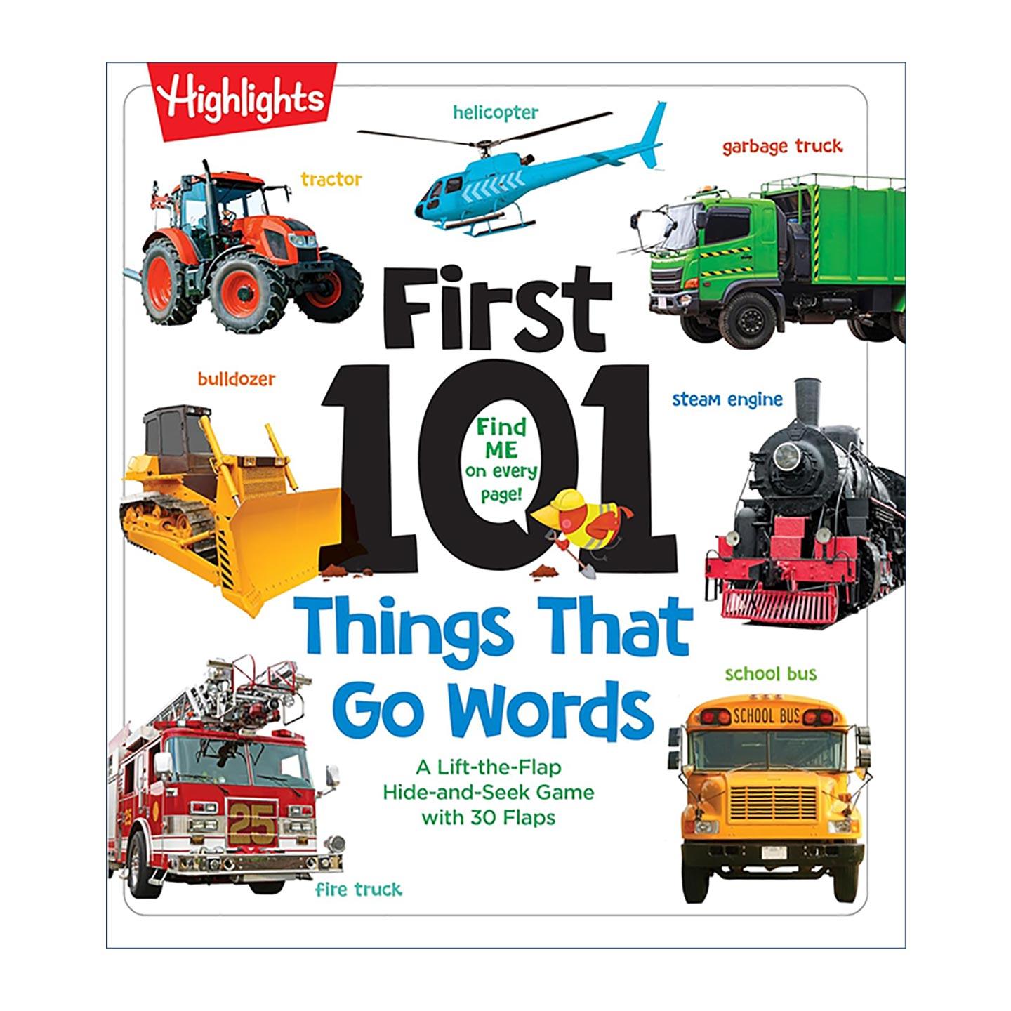 英文原版 First 101 Things That Go Words 前101个车辆单词 交通工具 早期语言学习词汇积累 亮点翻翻书 纸板书 儿童启蒙认知绘本