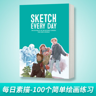 Day 英文原版 进口原版 每日素描 艺术类书 Sketch 100个简单绘画练习 Every 英文版 英语书籍