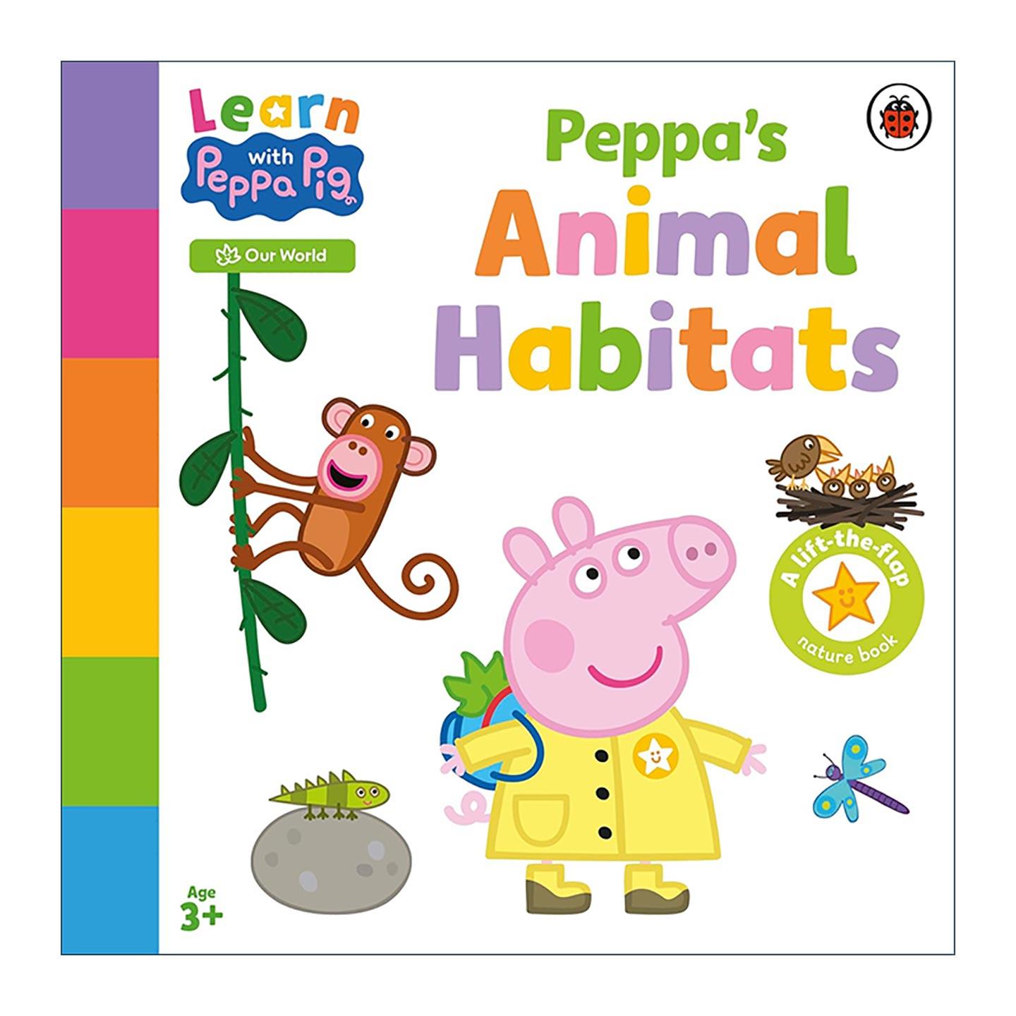 英文原版 Learn with Peppa Peppa's Animal Habitats 小猪佩奇 动物栖息地 儿童大开本纸板翻翻书 英文版 进口英语原版书籍