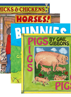 Gail Gibbons 盖尔吉本斯少儿百科系列 农场动物4册装 小兔子+马+小鸡与鸡+猪 英文原版儿童科普绘本