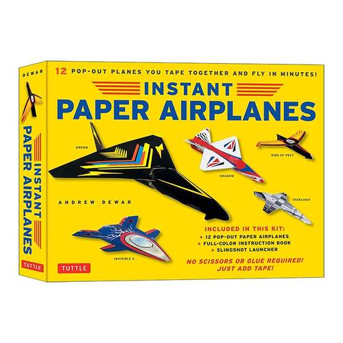 英文原版 Instant Paper Airplanes Kit 儿童纸飞机折纸工具包 含全彩说明书指南 英文版 进口英语原版书籍