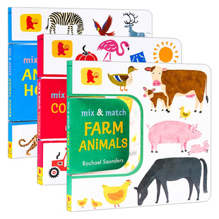Mix and Match Farm Animals/Colours/Animal Homes 配对游戏翻翻书系列3册 英文原版儿童英语趣味纸板书 进口英语书籍