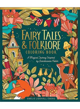 英文原版 Fairy Tales & Folklore Coloring Book 北欧童话与民间传说涂色填色书 精装 英文版 进口英语原版书籍