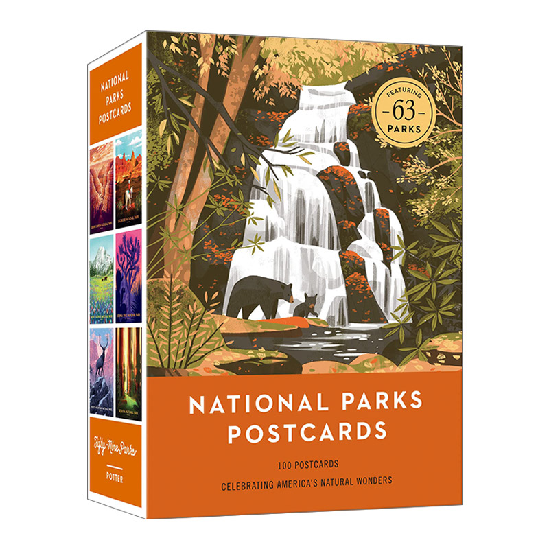 英文原版 National Parks Postcards 国家公园明信片 100幅歌颂美国自然奇观的插图 英文版 进口英语原版书籍