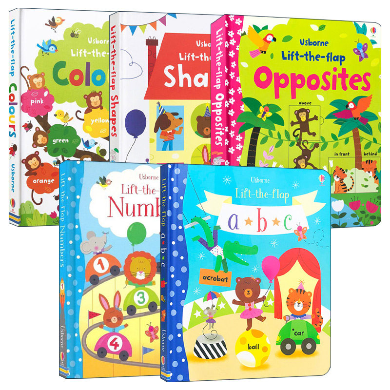 英文原版绘本 Usborne Lift-the-Flap ABC Numbers Shapes Colours Opposites 儿童启蒙认知翻翻书5册 英文版 进口英语原版书籍