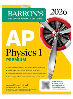 英文原版 AP Physics 1 Premium 2026 巴朗AP物理1 备考指南 高级版 4套题+综合复习+在线练习 英文版 进口英语原版书籍