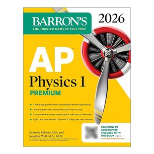 英文原版 AP Physics 1 Premium 2026 巴朗AP物理1 备考指南 高级版 4套题+综合复习+在线练习 英文版 进口英语原版书籍