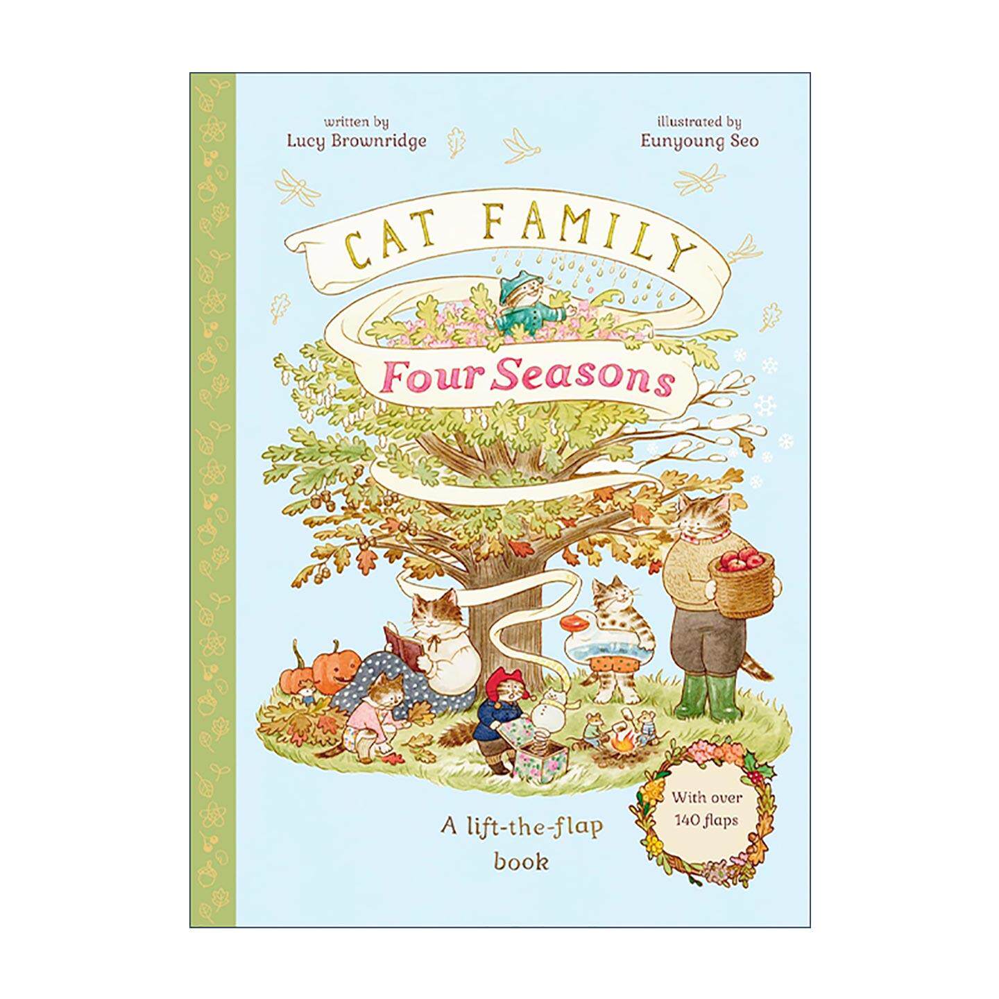 英文原版 Cat Family Four Seasons 猫猫家族的四季历程 儿童翻翻书精装 英文版 进口英语原版书籍
