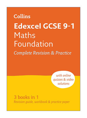 英文原版 Collins Edexcel GCSE 9-1 Maths Foundation Complete Revision and Practice 柯林斯英国爱德思GCSE考试数学基础复习