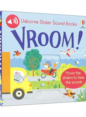 英文原版 Slider Sound Books Vroom 交通工具车辆发动 抽拉机关有声纸板书 儿童启蒙认知绘本 英文版 进口英语原版书籍
